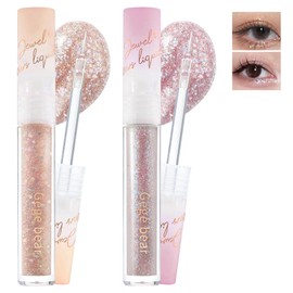 Liquid Glitter Eyeshadow 2 Coloured Metallic Eyeshadow Liquid Glitter Eyeliner Set, Diamond Glitter Liquid Eyeshadow, Simple Korean Glitter Eye Makeup Created, Gift for Women 07+08