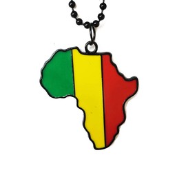 Dupsie's Pan African Flag Pendant Necklace African Map Chain