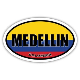3 Pack 2x3 inches | Medellin Colombia Flag Oval Sticker Construction Toolbox, Hardhat, Lunchbox, Helmet, Mechanic, Luggage