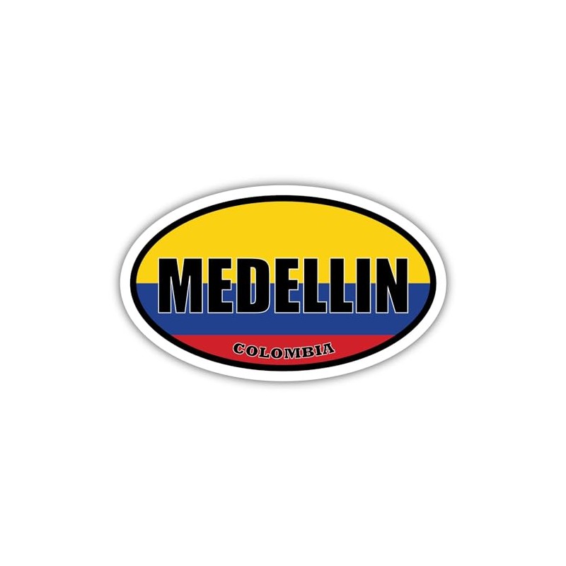 3 Pack 2x3 inches | Medellin Colombia Flag Oval Sticker