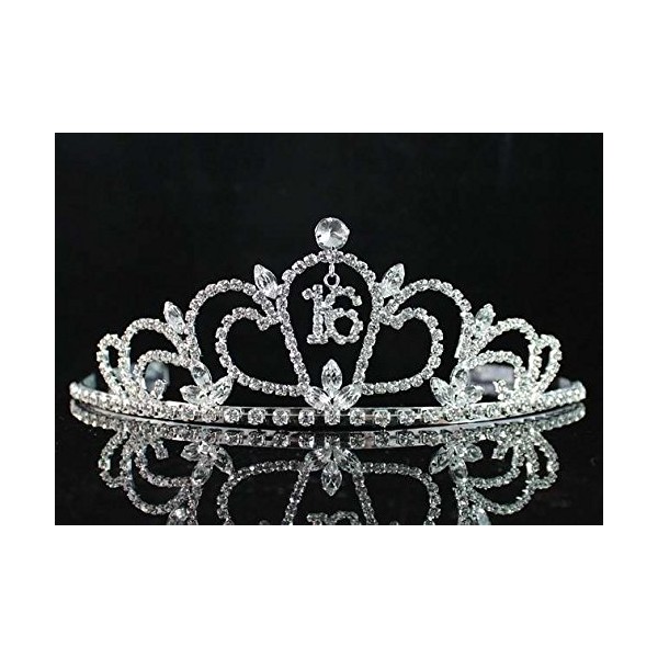 Sweet Sixteen 16 16th Years Old Birthday Party Floral Rhinestone Crystal Princess Tiara Crown With Hair Combs Cake Topper Head Jewelry Silver T1722