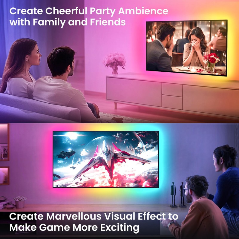 26.25ft LED Lights for 75-100 Inch TV, RGB+IC TV Lights