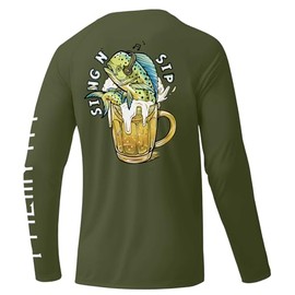 Palmyth Mens Fishing Shirts Sun Protection T-Shirts UV UPF 50+ Long Sleeve Rash Guard Tee Military SingSip 3XL