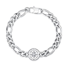 GAVU Men's Stainless Steel Surfer Bracelet Men's Compass Bracelet Men, Stainless Steel, No gemstone