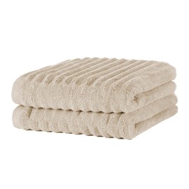 Merana Oslo Hand Towel Set, Quick-Drying, Soft & Lint-Free, Terry Luxury Quality, 100% Cotton Terry Towelling, Oeko-Tex, 590 gsm, Hand Towel & Hair Towel, Beige (2 x Hand Towels 50 x 100 cm)