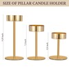 Pillar Candle Holders Set of 3, 3.15" Diameter Gold Candlestick