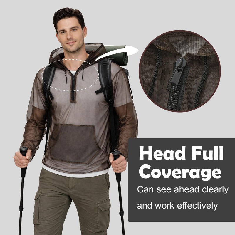 Aventik No-See-Um Mesh Mosquito Jacket for Outdoor, Multiple Sizes to
