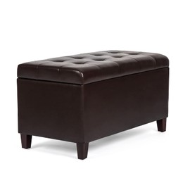 Joveco 33 Inchs Storage Bench Ottoman, Rectangle Faux Leather Tufted Storage Ottoman Entryway Bench Footrest for Living Room Bedroom