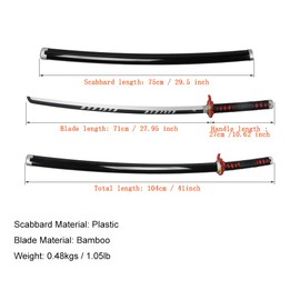 Demon Slayer Sword for Cosplay with Belt Holder Stand, 41 inches (Kamado Tanjirou Fire)