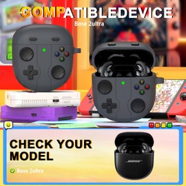 RFUNGUANGO Compatible with Bose QuietComfort II Earbuds Headphone Covers, Soft Comfort Silicone Shockproof Protective Cover, New Game Console Theme Cover with Cleaning Kit with Carabiner -Dark Grey