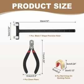 MECCANIXITY Archery Bow Square T-Shape Ruler Tool Nocking Points Pliers Set 33x9mm Turning Bow String Knock Kit for Recurve Compound Bowstrings Archery Accessories (Black)