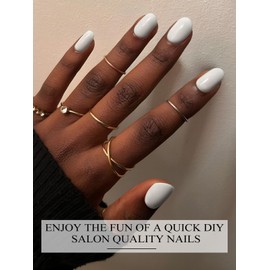 Kalolary Semi Cured Gel Nail Stickers, White Gel Nail Strips Long Lasting Gel Strips for Nails UV Gel Nail Stickers with Nail File & Wooden Stick for Women Manicure