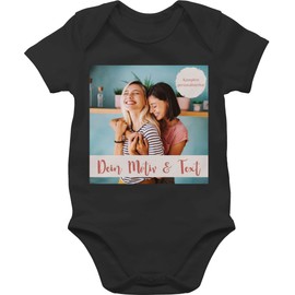 Geschenk mit Namen personalisiert by Shirtracer - Baby Bodysuit Boy Girl - Own - Own Photo I Own Picture, 1 black, 0-3 months