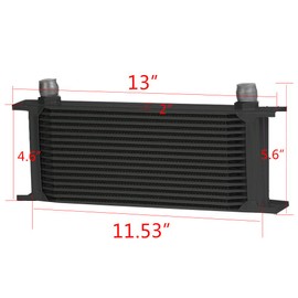 G-PLUS 16 Row Universal AN10 Aluminum Engine Transmisson Oil Cooler Kit + Oil Cooler Sandwich Plate Compatible For LS1 LS2 LS3 Black