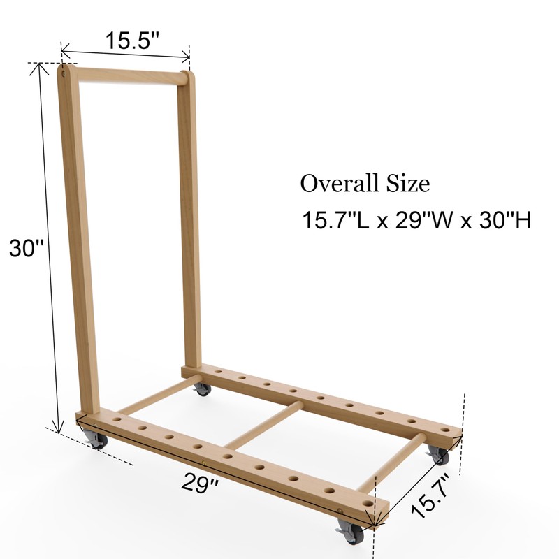 UNZERO Movable Canvas Panel Storage Rack, Wooden Art Organizer Stand
