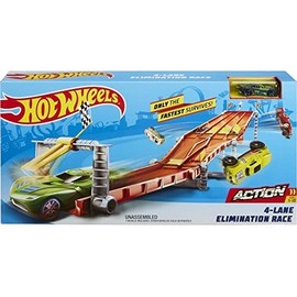 Hot Wheels Toy Car Track Set, 4-Lane Elimination Race