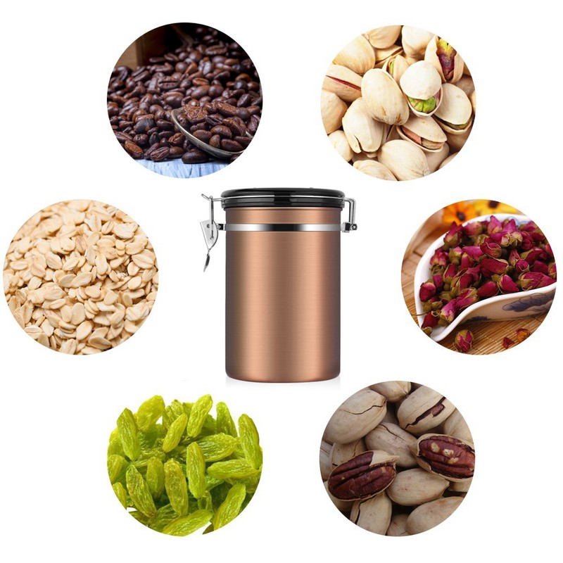Coffee Container Large Airtight Stainless Steel Black Kitchen Storage Canister
