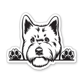 West Highland White Terrier Dog Peeking Vinyl Sticker - for Car Wall Large Size - Waterproof - 12"
