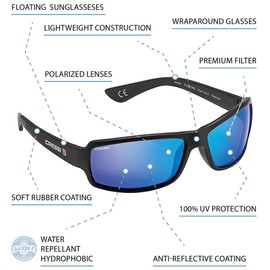 Cressi Ninja Floating, Adult Sport Buoyant Sunglasses, Polarized Lenses, Protective Case - Best for Boating, Sailing, Fishing, Water Sports, Beach Activities, Running, Cycling, Hiking, Trekking