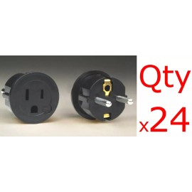 Seven Star 24pk American To European Plug Adapter - USA to Europe US To EU Round Pin Ground