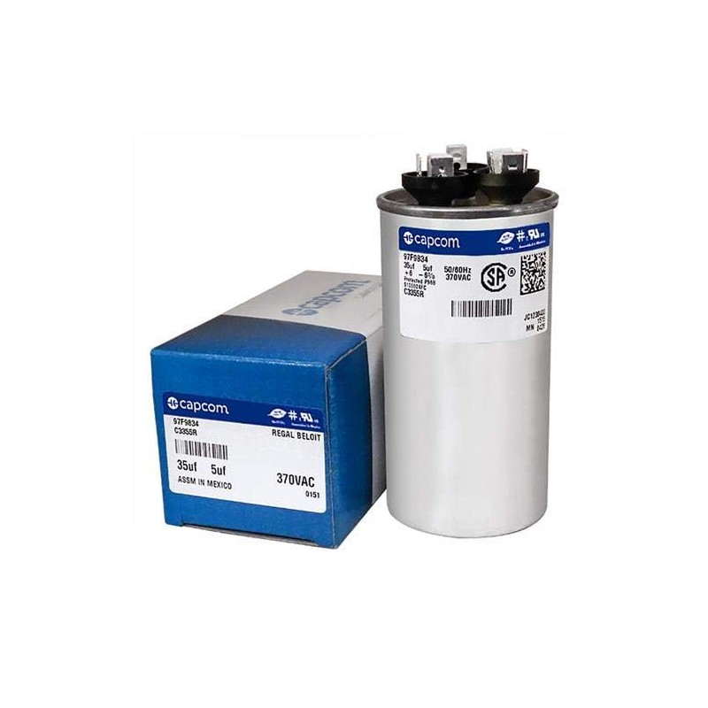 Genteq C3355R Capacitor Dual Run Round 35/5 UF MFD 370V