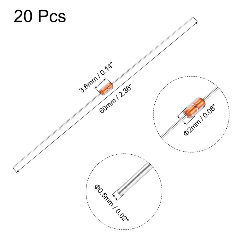 sourcing map 20pcs 150K Ohm NTC Thermistors Resistors, MF58 3950B