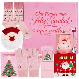 7 PZS Set de Regalo de Navidad , Regalo de Cumpleaños para Mujer, Cesta de Regalo Relajante de Spa, Paquete de Cuidado Personal, Ideal para Esposa, Novia, Madre, Hija, Amiga y Maestra, Perfecto para Navidad (Rosa)