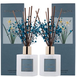 Cocorrína Premium Reed Diffuser Set with Preserved Baby's Breath & Cotton Stick Cashmere Vanilla 2 Packs, 6.7oz Scent Fragrance Oil Diffuser for Bedroom Bathroom Home Décor