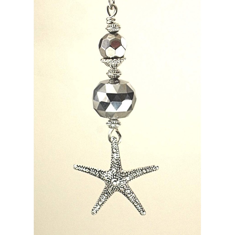 Silver Textured Starfish, Pebbled Silvery Coin Shape, & Faceted Silver