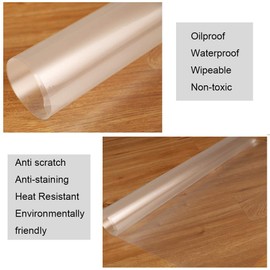 Transparent Matte Furniture Protective Film Oilproof Waterproof Heat Resistant Tabletop Cloth Adhesive Clear Stickers for Kitchen Dining Room Wood Countertop, 35.4Inchx10Feet