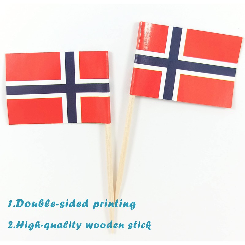 JBCD Norway Toothpick Flag Norwegian Mini Small Cupcake Topper Flags