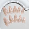 24Pcs Almond Press on Nails Medium Fake Nails with Star