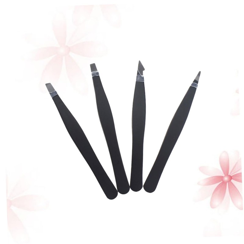 FOMIYES 2sets Precision Eyebrow Tweezers Professional Set Stainless Steel Flat