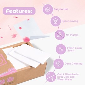 Laundry Detergent Sheets, Travel Laundry Detergent Sheets 300 Loads Eco-friendly Plastic-Free Washing Detergent Sheet with Frensh Linen Scent