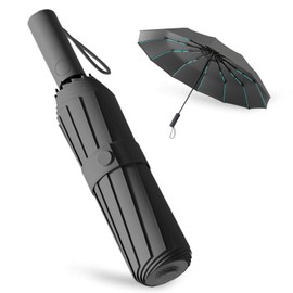 Repel Umbrella Windproof Travel Umbrellas for Rain - Easy Auto Open Close, Durable & Compact Umbrella, Strong Fibreglass Frame, black