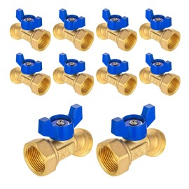 GUOFIS Outdoor Garden Spigot,1/4 Turn Sillcock Hose Bibb Faucet/Valve,3/4" Female NPT Inlet x 3/4" Male GHT Threaded Garden Hose Outlet/Connector(10Pack,Blue)