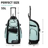 LARIPOP Rolling Baseball Bag Wheeled Softball Backpack, 55L Bat Bag