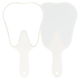 LVCHEN Bonitos espejos de mano de plástico con forma de diente, espejo de mano dental de alta definición, espejo de maquillaje con asa, decoración de oficina dental con un agujero para clínica oral, peluquería (blanco