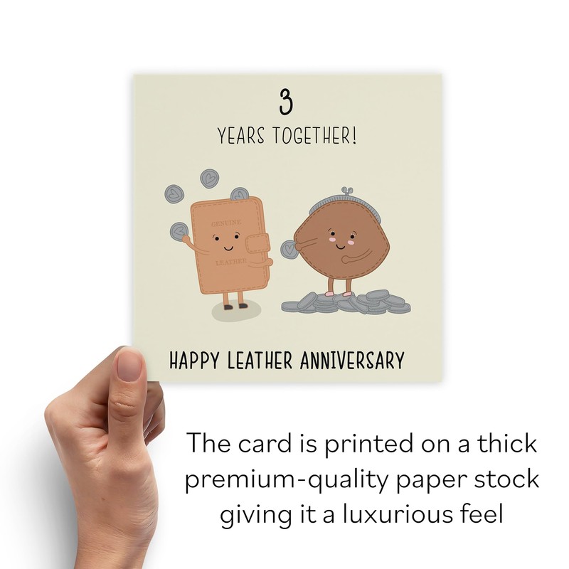 Hunts England - 3rd Wedding Anniversary Card - Leather Anniversary