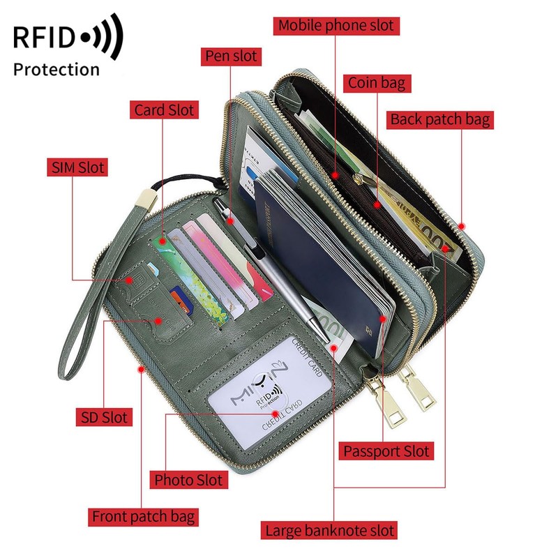 NQQNQQ US-B Passport Wallet, RFID Blocking Passport Holder Large Capacity,