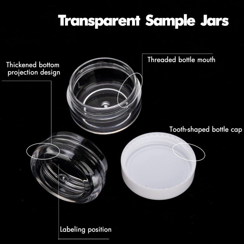 3 Gram Sample Containers With Lids, 50 Count Tiny Jars,
