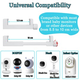Universal Baby Monitor Mount Holder for Nanit Pro Smart Baby Monitor and for BOIFUN VB603, Most 5.5 to 10 cm Wide Baby Monitors Camera Shelf for Crib Cot Shelves - Without Tools or Wall Damage