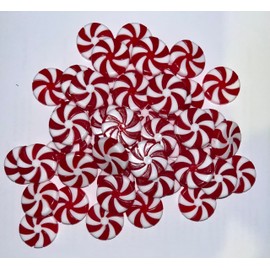 50pcs Christmas Peppermint Candy Beads, Ornaments Tree Hanging Red & White Striped, Decorative Pendant Lollipop Beads for Xmas Party Favors Home Decoration DIY Craft Garland Making