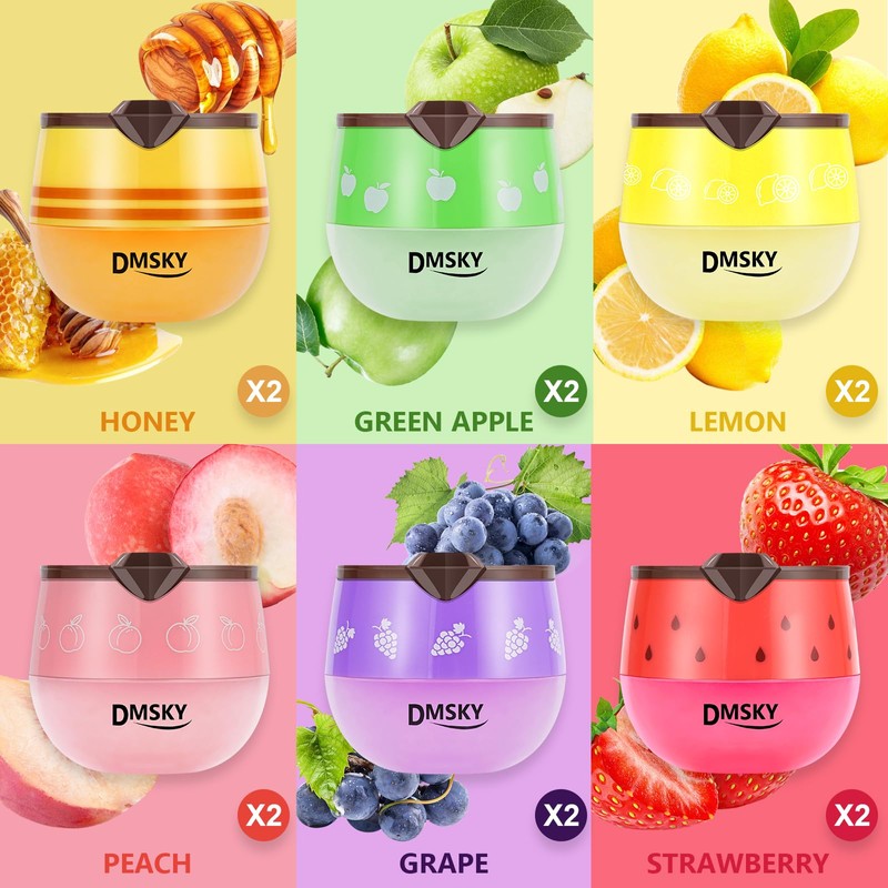 DMSKY 12 PCS Bee Lip Balm Honey Pot, Nourish &