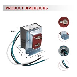 Doorbell Transformer 16V 30VA AC Power Supply Thermostat Power Adapter Hardwired Door Chime Transformer