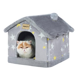 Jiupety Indoor Dog House for Small Dog, Dog Cave Bed for Puppy and Cat, Grey, Small Size