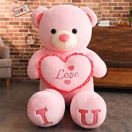 80/100Cm Big LOVE Plush Toy Bear Giant Stuffed Animals Birthday Gifts Soft Pillow Dolls Grilfriend Girls Wife kids Children:_Red 2_100CM
