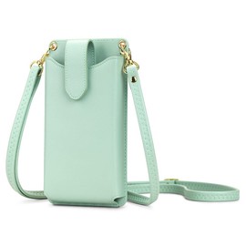 Peacocktion Small Crossbody Cell Phone Purse for Women, Lightweight Mini Shoulder Bag Wallet with Credit Card Slots (Green)