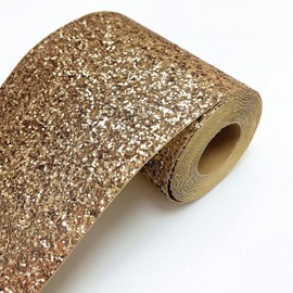 DHHOUSE Gold Chunky Glitter Wallpaper Border,Peel and Stick Glitter Wall Border (13cm x 5 Meters, Gold)