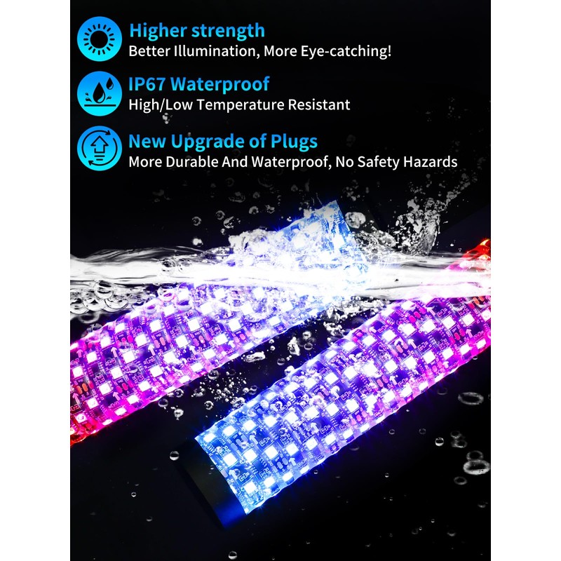 VI9000 2 Pack 1FT Fat Whip Lights, LED Whip Lights